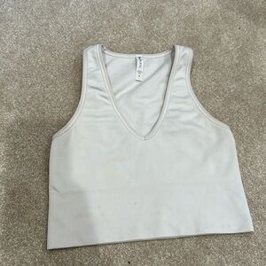 Athleta Crop Top V Nexk, Ivory Beige, Small